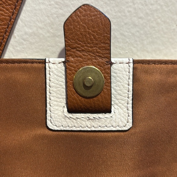 Fossil White, Brown, and Blue Leather Crossbody Bag - Picture 8 of 10